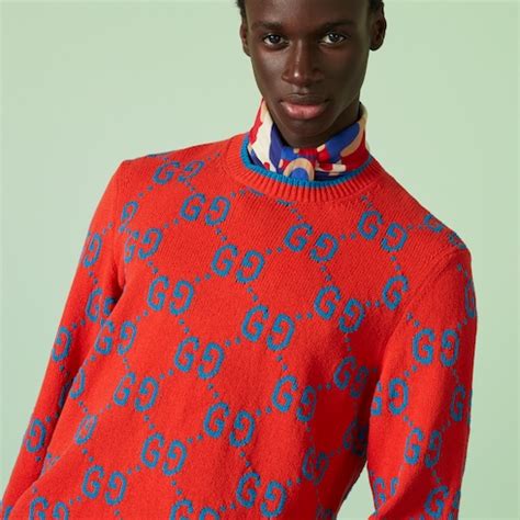 maglione gucci tutto colorato a righe|Gucci Maglione in cotone a maglia con Incrocio GG.